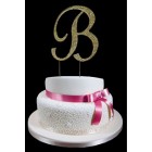Gold Letter B Rhinestone Cake Topper Decoration